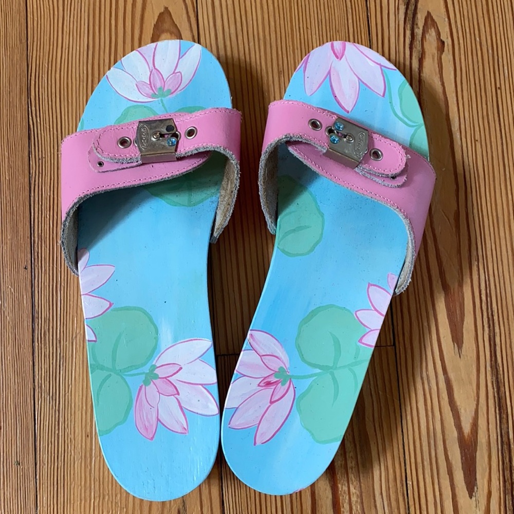 Hand painted wooden sandals